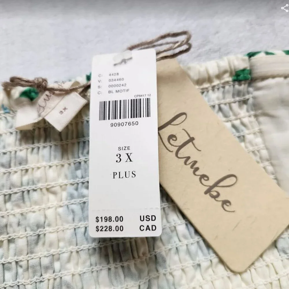 New women's Plus 3X Anthropologie x Let Me Be long sleeve printed midi dress - Picture 7 of 12